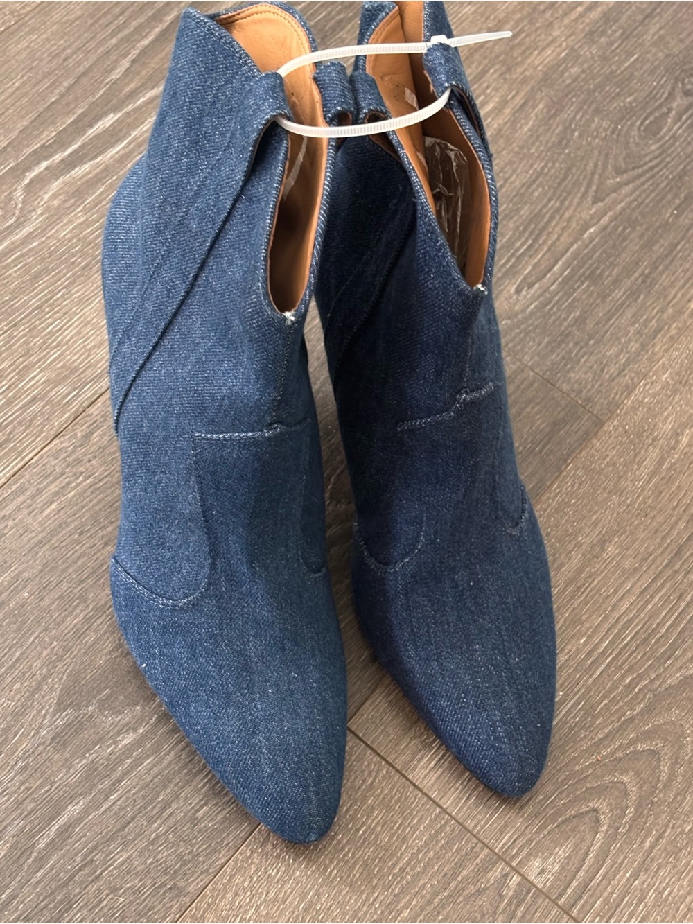 Marc Fisher Denim Pointed Ankle Booties - Navy